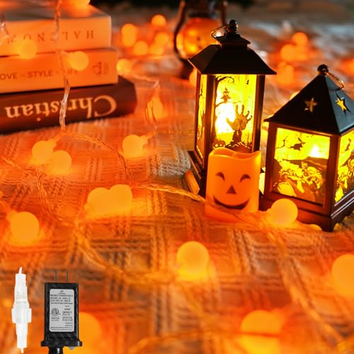 Connectable 43FT 100LED Globe String Lights Indoor, Halloween Lights - color: Orange, size: 1 Pack(100 LED)