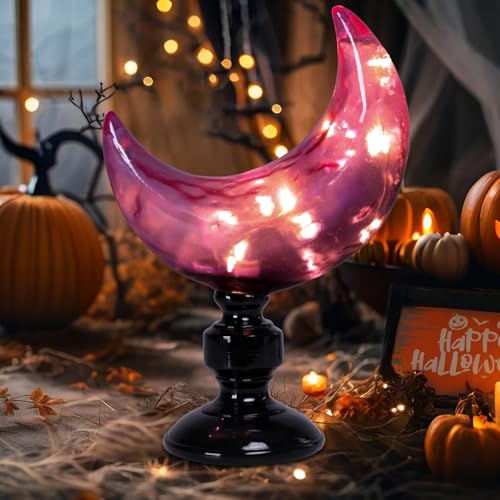 WONDER GARDEN Purple Crescent Moon Ramadan Lights Decorations, Led Moon Light Indoor, Ramadan Decorations for Halloween Home Bedroom Party Decoration or Gift