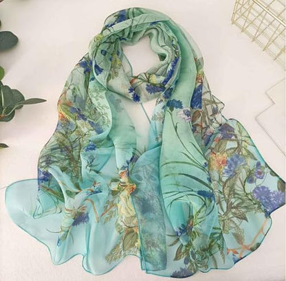 Xyueanlo Scarfs for Women Lightweight Scarves Fashion Print Floral Pattern Scarf Shawls - color: F-green