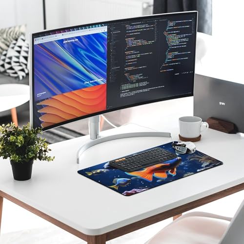 Large Size Gaming Mouse Pad Fishs Desk Mat Non-Slip Base Waterproof Desktop Writing Pad for Office Home - color: Fishs, size: 30x60cm