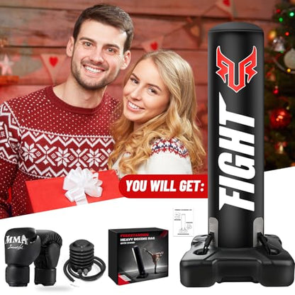 Standing Punching Bag for Adults, Upgrated Base Boxing Bag with Stand Kicking Bag with MMA Gloves and Pump, 0.7mm Thickening Material Heavy Bag for Home Gym Workout Muay Thai Fitness