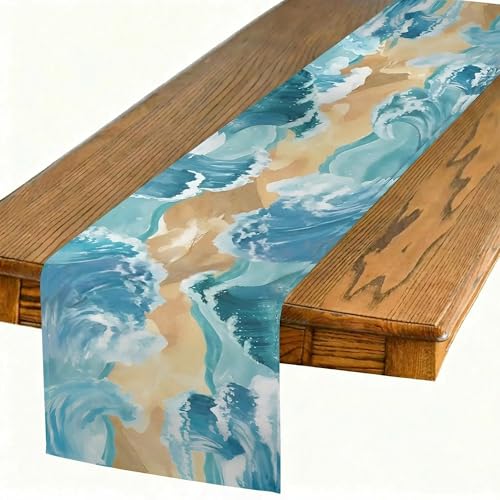 Happy Passover Linen Table Runner: Jewish Pesach Festival Tablerunner Crossing The Red Sea Decorations Perfect for Seder Kitchen Dining, Party, Mantel 13×72Inches(1 Pcs) - color: Passover-2