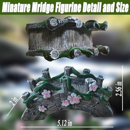 MUAMAX Fairy Garden Bridge Mini Bridge for Fairy Garden Flower Bridge Resin Arched Artificial Little Bridge Micro Landscape Bridge for Dollhouse Ornaments Fairy Garden Accessories