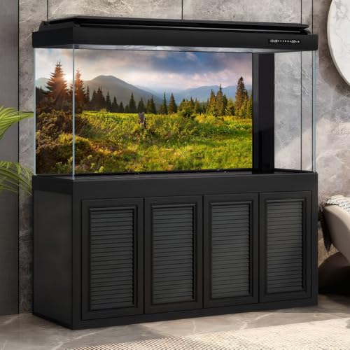 Sunrise Mountain Landscape Aquarium Background Lush Green Wild Meadow Plants Pine Trees Fish Tank Background Misty Foggy Cloudy Blue Sky Mountain Ridge Reptile Tank Terrarium Backgrounds 30x12in - color: Green, size: 30(W)x12(H)in