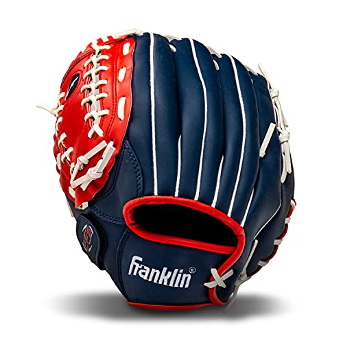Franklin Sports Field Master Baseball + Softball Glove - Field Master Adult + Youth Baseball + Softball Mitt - Men's + Women's Gloves - color: Red/White/Blue, style: 12" - Trapeze Web