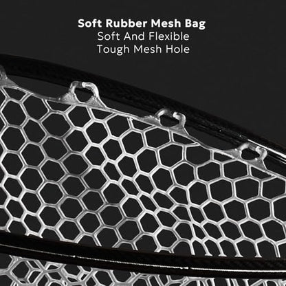 SF Fly Fishing Landing Net Soft Rubber Mesh Trout Net Catch and Release Net - style: Carbon Fiber Combo Small