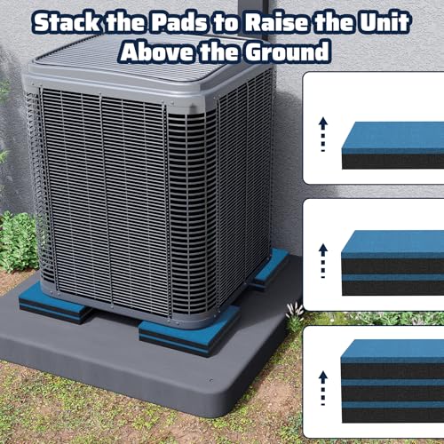 Anti Vibration Pads 8 x 8 x 3/4 inch, 4 Pack Vibration Damping Mats for Central Air Conditioner Outdoor Unit Condensing Unit Vibration Dampener on Equipment Pad, Reduces Noise, Up to 1000lbs