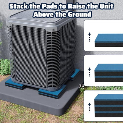 Anti Vibration Pads 8 x 8 x 3/4 inch, 4 Pack Vibration Damping Mats for Central Air Conditioner Outdoor Unit Condensing Unit Vibration Dampener on Equipment Pad, Reduces Noise, Up to 1000lbs