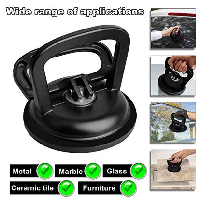 FCHO Glass Suction Cup Heavy Duty Aluminum Vacuum Plate Puller Handle Holder Hooks Duty Galss Lifting/Tile Suction Cup Lifter/Moving Glass/Pad for Lifting (Black, 2Pack) | Aluminum Single Glass Vacuum Suction Cup With Hooks For Tile Glass Moving Lifting D
