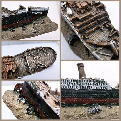 M2cbridge Antique Roman Column Ruins European Castle Aquarium Decorations Fish Tank Hideout Rocks(Titanic Shipwreck) - color: Titanic Shipwreck