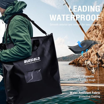 Fish Tournament Weigh in Bag for Bass Fishing, Heavy Duty Fish Bag for Caught Fish Waterproof,Leakproof,Puncture Resistant - color: Black-25×23in Upgraded