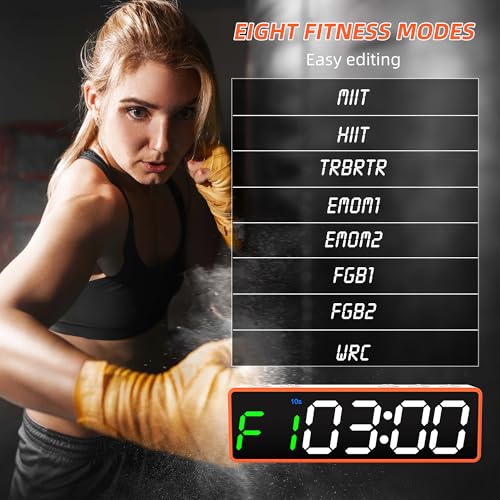 Mini Portable Gym Timer Clock, Large LED Digital Display Screen, Powerful Magnet, Powerful Battery, Count up/Down, Stopwatch, Exercise Interval Timer, Eight Fitness Modes, Suitable for Home and Gym - color: Orange