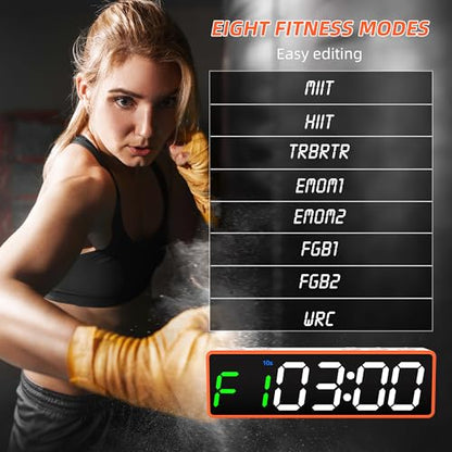 Mini Portable Gym Timer Clock, Large LED Digital Display Screen, Powerful Magnet, Powerful Battery, Count up/Down, Stopwatch, Exercise Interval Timer, Eight Fitness Modes, Suitable for Home and Gym - color: Orange