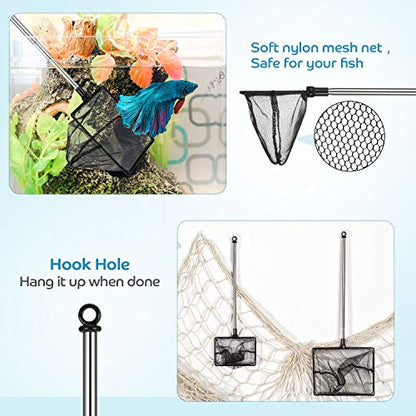 Sumind 2 Pieces Fish Tank Net Aquarium Mesh Fishes Net Long Handle Fish Nets with Extendable 12.5-27.5 Inch Stainless Steel Catch Nets for Aquarium Accessories 4 & 6 Inch - color: Black
