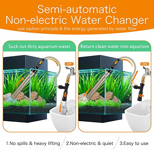 hygger Upgrade Aquarium Water Changer Kit, Semi-Automatic Fish Tank Gravel Cleaner, with 25 FT Water Hose, Flow Control Valve - size: 25FT