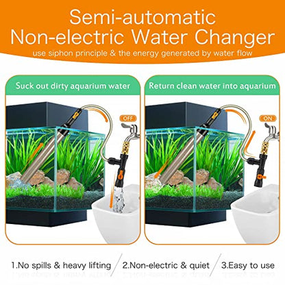hygger Upgrade Aquarium Water Changer Kit, Semi-Automatic Fish Tank Gravel Cleaner, with 25 FT Water Hose, Flow Control Valve - size: 25FT