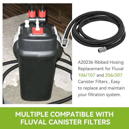 A20014 Ribbed Hosing Replacement for Fluval 106/107/206/207 Canister Filter, 13.9Ft Aquarium Tubing, Aquarium Filter Replacement Part, 4.23m Canister Filter Replacement Parts