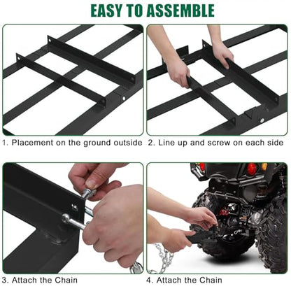 Garvee Drag Harrow 6 Ft Heavy Duty Tow Behind Drag Harrow with Adjustable Bars and 72 Inch Chain Driveway Grader Landscape Rake for ATV, UTV, Tractor - size: 6 FT