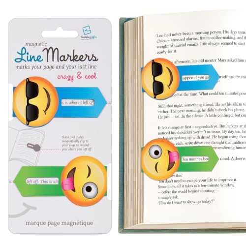 Gifts for Readers & Writers Linemarker Magnetic Bookmarks for Women & Men Crazy & Cool, Set of 2 Magnet Bookmark Clips, Magnetic Page Holder & Book Marker for Reading, Cute Bookmarks Design for Kids - color: Crazy & Cool