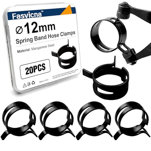 12mm (0.47") Spring Band Hose Clamps, 20 Pack Medium Hose Clamps for 11-12.5mm OD Fuel Line, Radiator Hose, Large Water Tube & Automotive - size: 12mm