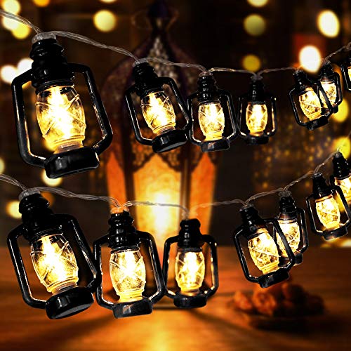 AceList Camping Lantern String Light 30 LED Camping Lights Battery and USB Operated, Happy Camper Mini Kerosene Lamp Perfect for Camping Decorations, Party, Classroom, Christmas and Travel - color: Black, size: 30 Lamp