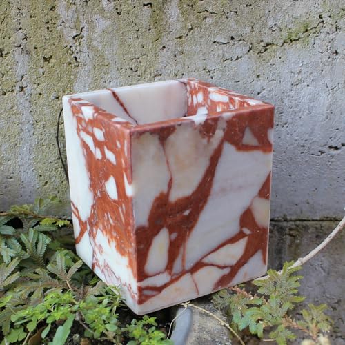 Calacatta Red Marble Toothbrush Holders for Bathroom, Natural Marble Makeup Brush Holder Countertop Organizer - color: Calacatta Red