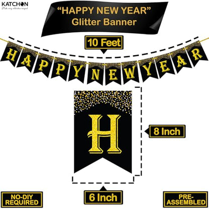 KatchOn, Pack of 8, 3D Gold Star Garland Decorations | Star Hanging Decorations for New Year Decor 2026 with New Years Eve Party Supplies| 2026 Balloons Gold | Happy New Years Decorations 2026