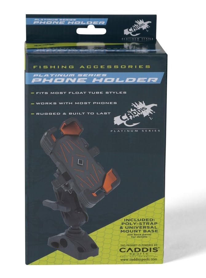 CADDIS Fishing Float Tube Phone Holder - Universal Plastic Cell Phone Mount for Any Fly Fishing and Angling Float Tube