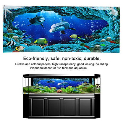 Background Poster Decorative Sea World Paintings PVC Sticker Landscape for Aquarium Fish Tank (61 * 41cm) - size: 61*41cm