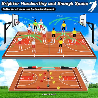 Desoto Dry Erase Double-Sided Premium Coaches Clipboard, Tactical Magnetic Board Kit, Magnetic Coaching Board, Coaches Gift for Coaches(Soccer, Football, Basketball, Baseball) - style: Basketball