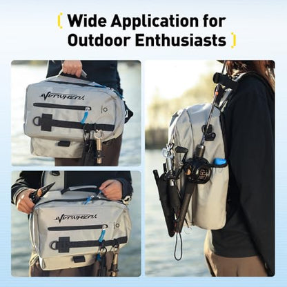 Small Fishing Bag with Rod Strap, Portable & Lightweight, Fish Small Tackle bag – Fits Tackle Boxes & Gear,Move Freely, Cast Smoothly - Fishing Gifts for Men - color: Light Gray