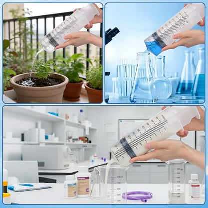 500ml Large Syringe for Thick Liquids, Individually Wrapped | Plastic Syringe Without Needle for Scientific Labs, Industrial Fluid Transfer & Lubricant Dispensing - style: 500cc