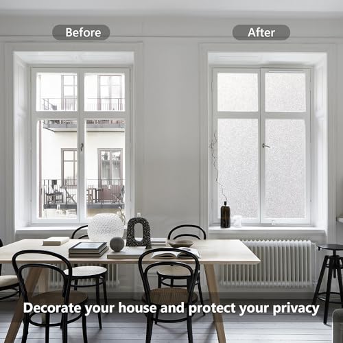 NINETREX Window Privacy Film,Frosted Glass Window Stickers,No Glue Vinyl Static Cling Anti-UV Removable for Home Living Room Bedroom,Crystal 17.5 x 78.7 inches - color: ['Crystal'], size: 17.5" x 78.7" (44.5 x 200 cm)