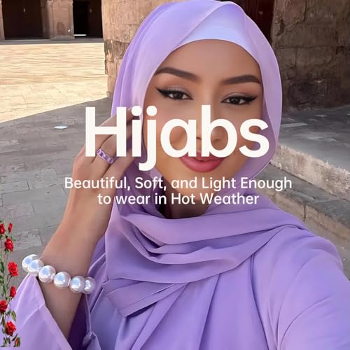 Harewom Long Sheer Chiffon Hijab Scarf for Women, Lightweight Shawl Wrap - color: Lavender