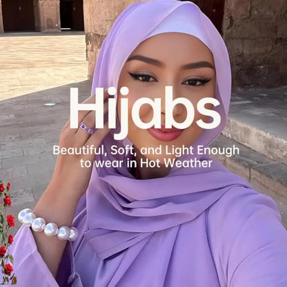 Harewom Long Sheer Chiffon Hijab Scarf for Women, Lightweight Shawl Wrap - color: Lavender