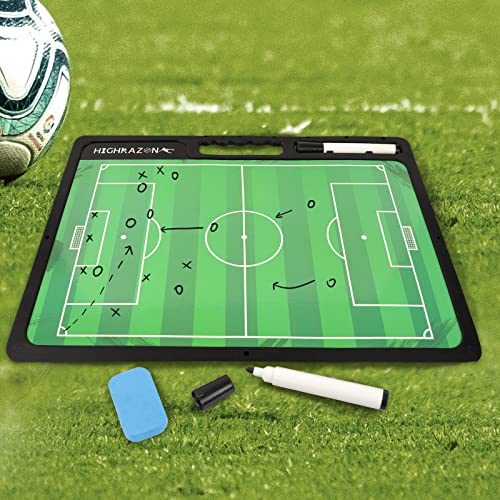 Dry Erase Soccer Clipboard for Coach, Premium Tactical Soccer Coaching Board, Portable Double Sides Full & Half Court Dry Erase Board with Marker - style: Soccer-C
