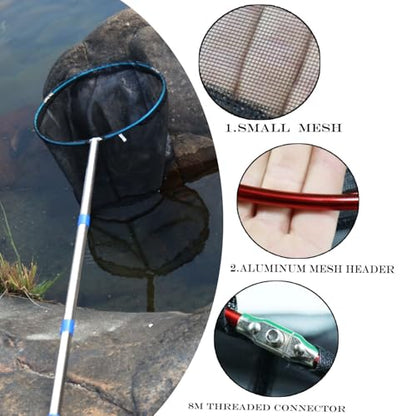 Fishing Net 2 Pack Retractable Lightweight Landing Net with Aluminum Rod Handle Fishing Nets for Youth Catch and Release Butterfly Nets - style: 40cm Blue+red