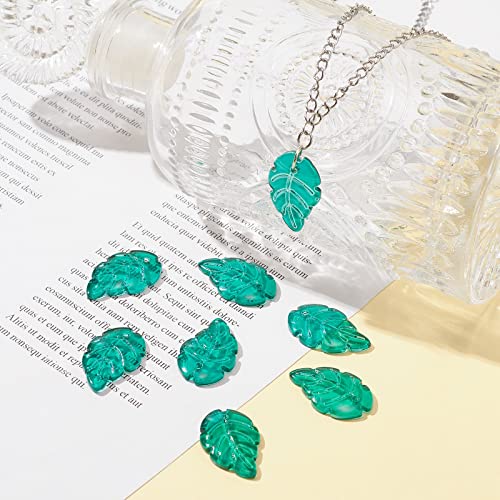 LiQunSweet 100 Pcs Glass Crystal Green Leaf Charms Small Drop Dangle Plant Leaves Pendants for Necklace Bracelet Jewelry Making DIY Crafting - 23.5x15mm - color: Leaf_23.5x15mm_Green