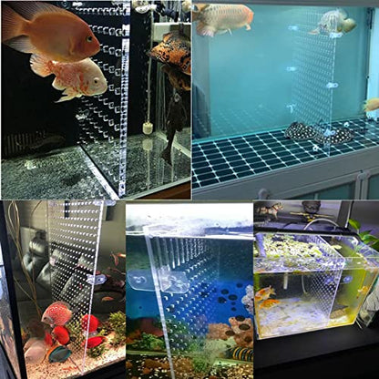 Fish Tank Divider Aquarium Acrylic Isolation Grid Board Divider with Suction Cups Accessories Transparent Plate Baffle Blocking Fish Partition Net Freshwater Ornament 25x30cm/9.84x11.81in - size: 25x30cm