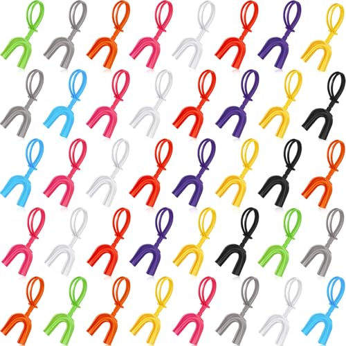 Copkim 50 Pcs Strapped Mouth Guard Bulk Not Boil Football Mouthguards with Strap, Soft Sport Mouthpiece Mouth Protector for Football Boxing Basketball Hockey Lacrosse Wrestling Rugby - color: Multicolor, size: Adults