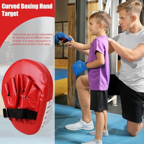 Boxing Pads Gloves - Hand Target Curved Training Gear Punching Mitts | Punching Training Hand Pads Adjustable Thick Durable for Karate Kickboxing - color: Red