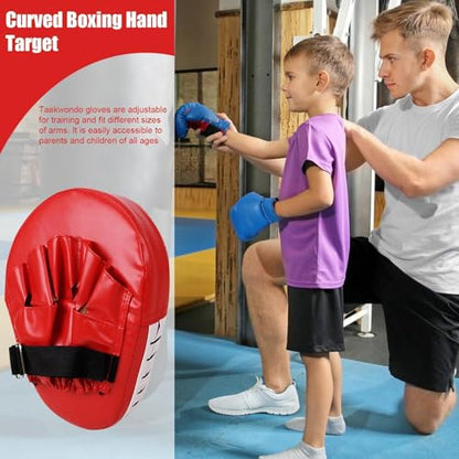 Boxing Pads Gloves - Hand Target Curved Training Gear Punching Mitts | Punching Training Hand Pads Adjustable Thick Durable for Karate Kickboxing - color: Red
