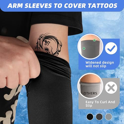 BHYTAKI UV Sun Protection Arm Sleeves, UPF 50 Sports Cooling Arm Compression Sleeves for Men Women Teenager - color: 1 Black+1 Dark Gray+1 Light Gray+1 Red