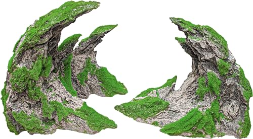 Novelsite Fish Tank Accessories, Aquarium Decorations, Scenery, Rock Ornaments - Create Aquatic Beauty with Premium Aquarium Decorations,17" W x 8.6" H x 5" D - color: Green Rockery, size: Canyon-L