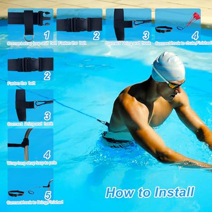 Swimming Resistance Training Set - Aquatic Resistance Belt, Swim Parachute, Pool Trainer Set - style: A