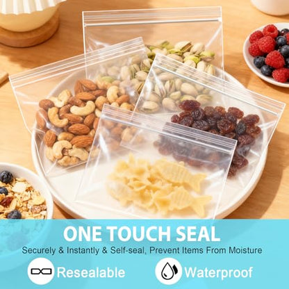 6" x 4" Zip Bags, 4 Mil Heavy Duty Bait Bags Clear Plastic Zipper Lock Sleeves, Pack of 100