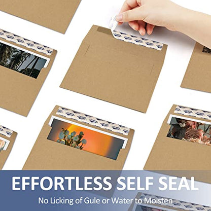 ValBox 100 Qty A6 Envelopes Self Seal 6.5 x 4.75" Brown Kraft Paper Invitation Envelopes for 4x6 Cards, Photos, Invitations, Weddings, Baby Shower, Birthiday, Announcements, RSVP (A6) - color: Brown, size: A6 (6.5 x 4.75 Inches)