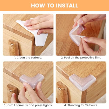 Food-Graded Silicone Clear Corner Protectors, Baby Proofing Table Edge Guards, Pre-Taped Adhesive Soft for Kids Child Safety Proof, Cabinets Counter Furniture Bumpers (4, 3/5x3/5 in (Width)) - size: 3/5x3/5 in (Width)