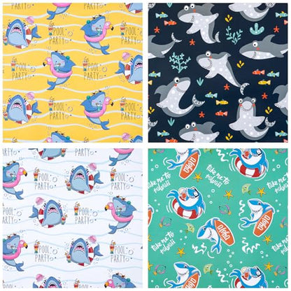 RUSPEPA Wrapping Paper Sheets - Cute Shark Design Perfect for Birthday, Baby Shower, Holiday Any Occasion - 12 Folded Sheets - 19.68 X 27.5 Inch - color: Shark