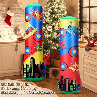 Jenaai 1 Pcs Punching Bag 47 Inches Inflatable Bopper Punching Bag with Bounce-Back Action Sport Bop Bopper for Practicing Karate Taekwondo (Shield)